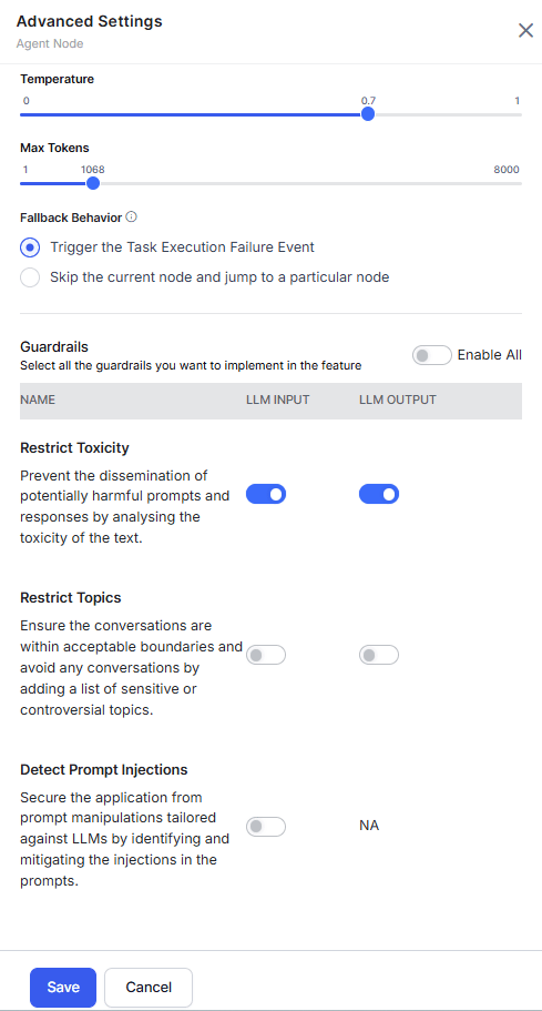 Agent Node advanced settings