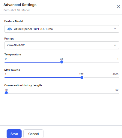Zero-shot Model - Advanced Settings