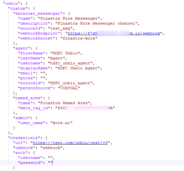 Admin section configuration