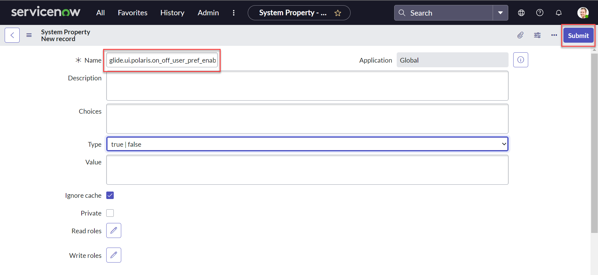 Property configuration