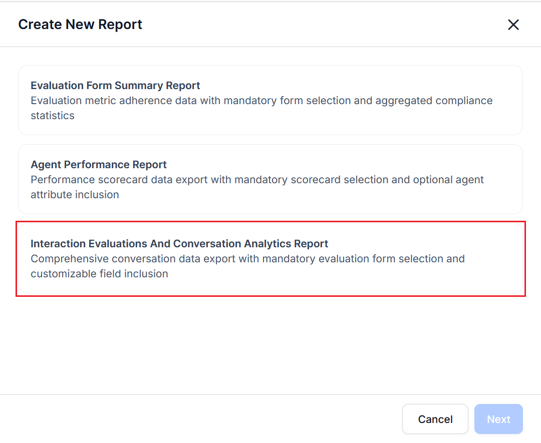 Report Selection
