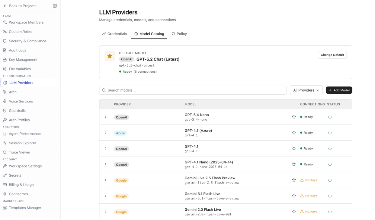 LLM Providers page