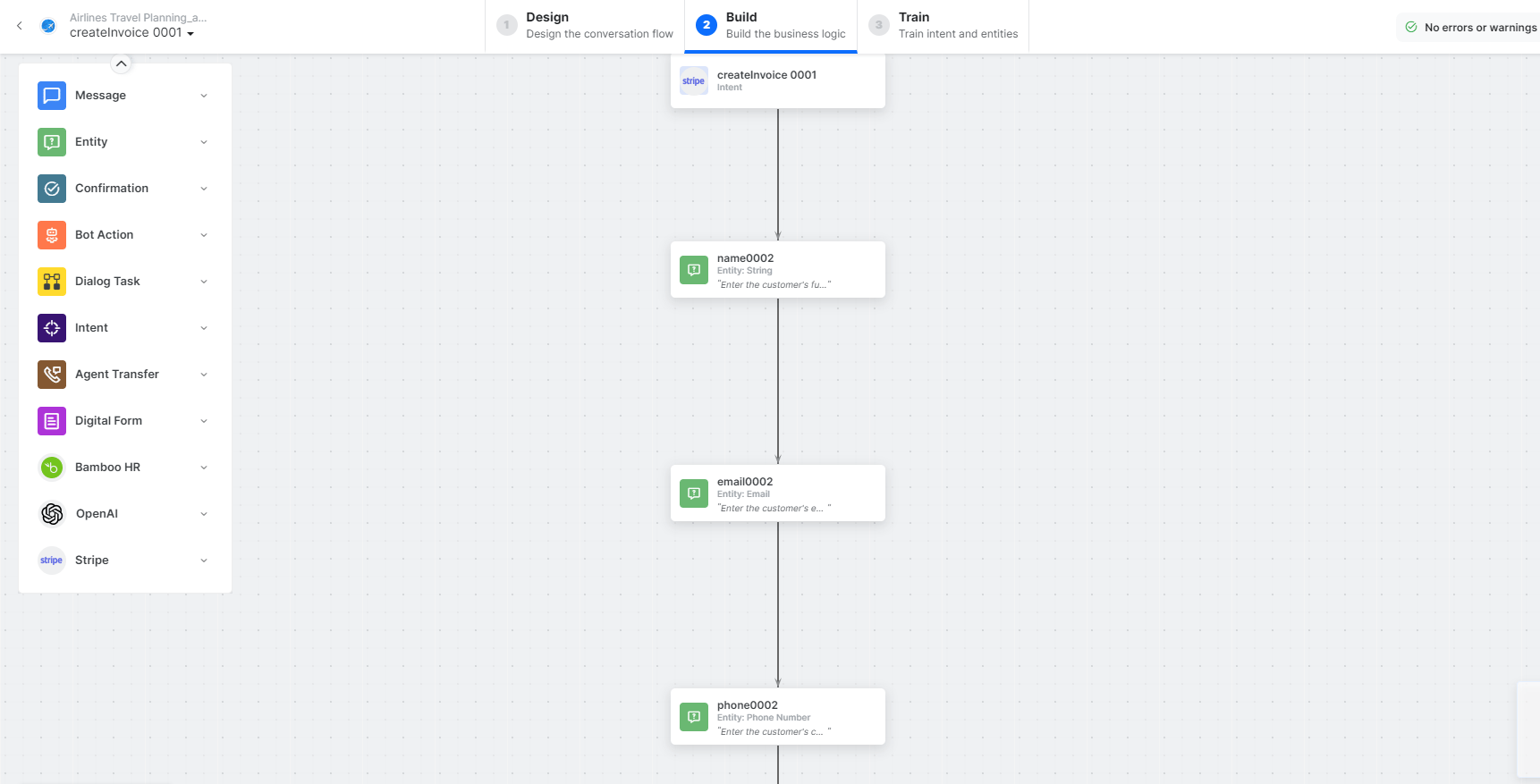 Create an Invoice dialog task is added