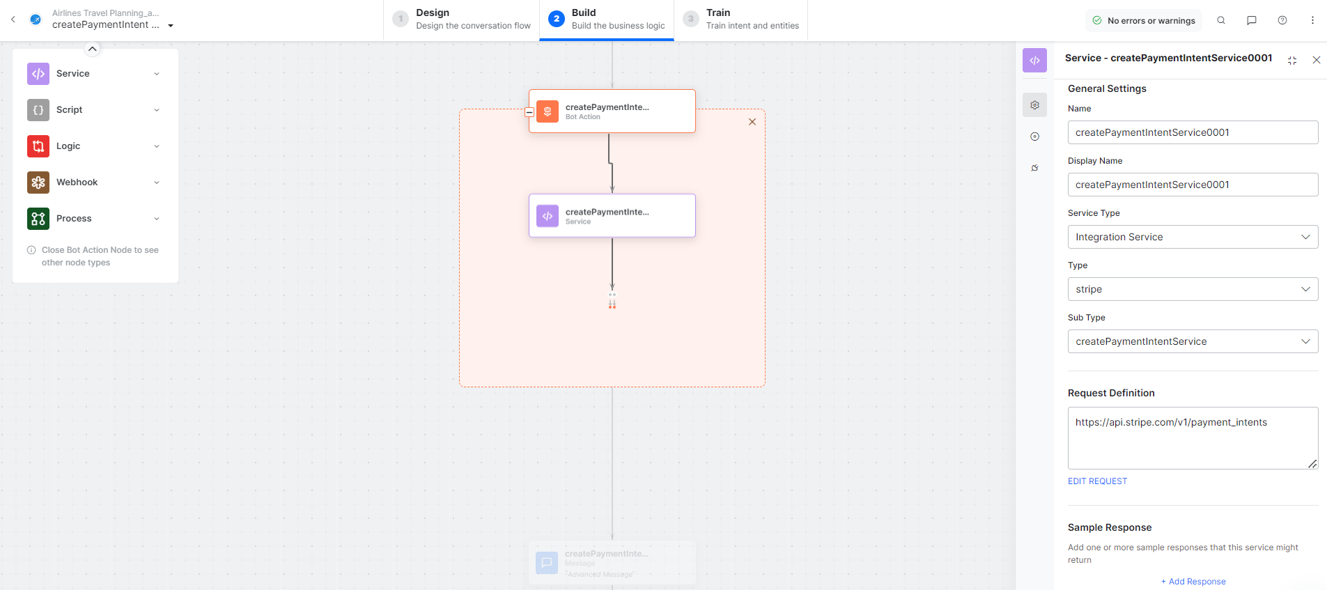 Create a Payment Intent - Edit request
