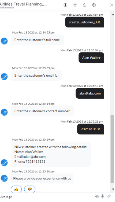 VA prompt to create customer