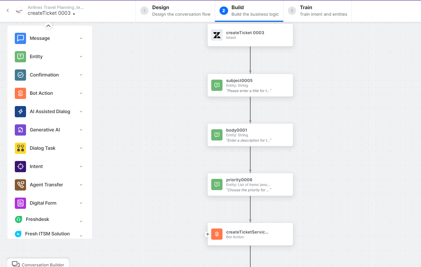 Dialog task is auto-created and the canvas opens