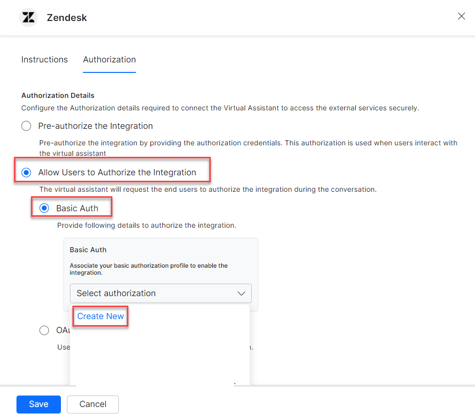 Create new auth
