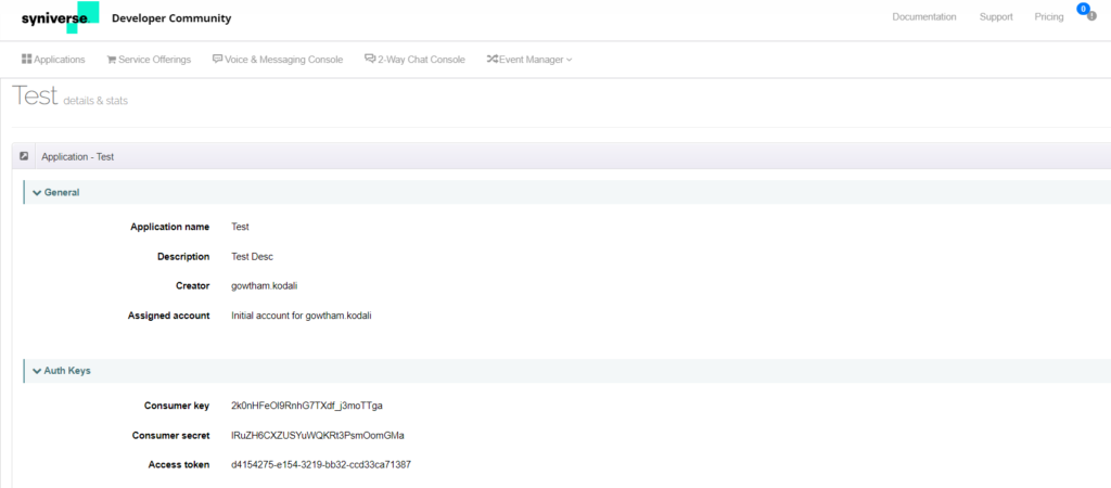 Syniverse Auth Keys