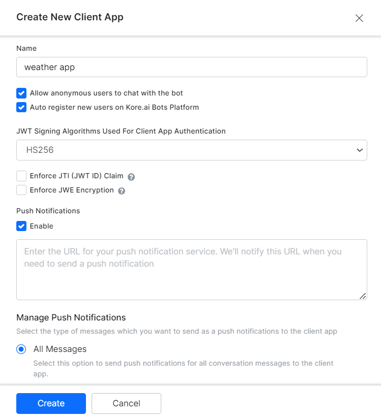 Web Mobile client configuration