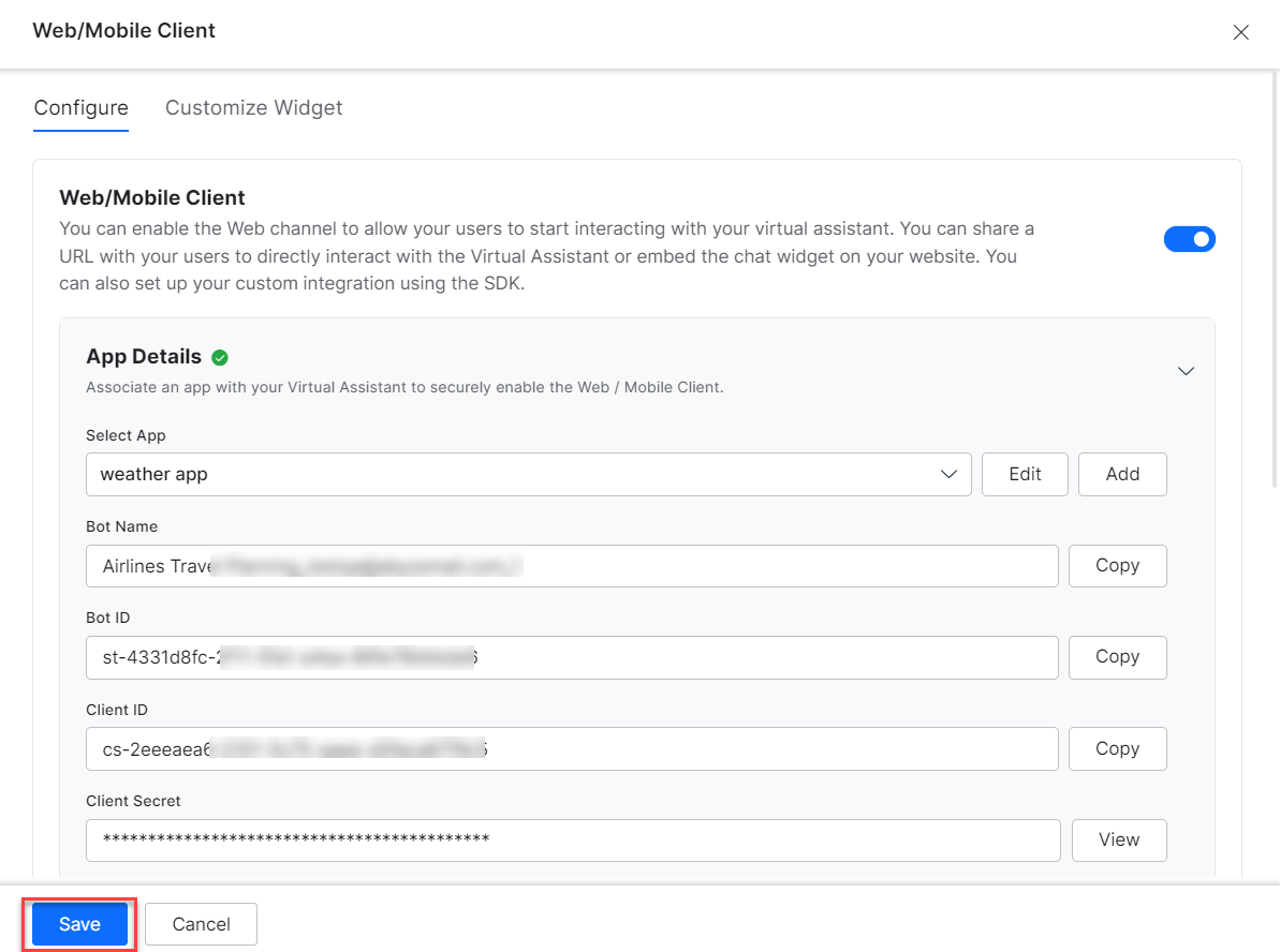 Web Client details