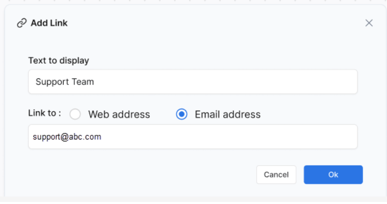 Add Link Email