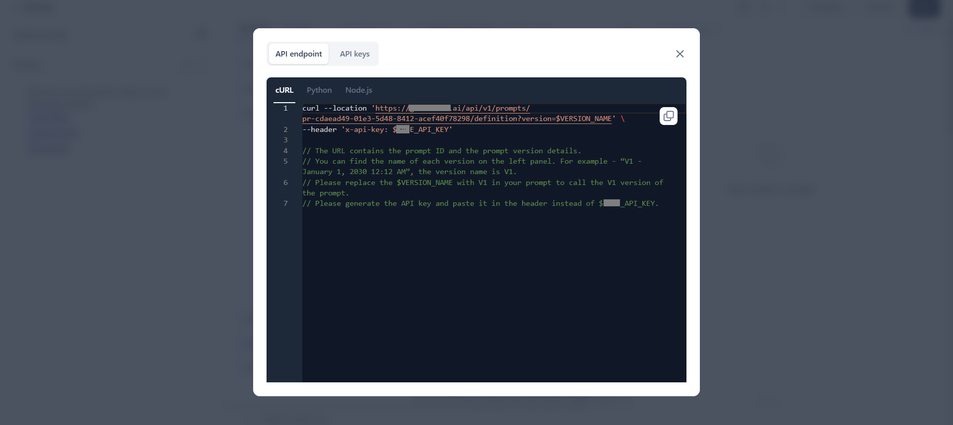 Prompt API keys