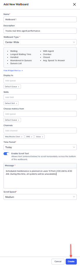 Create Center Wide Wallboard