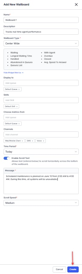 Create Center Wide Wallboard