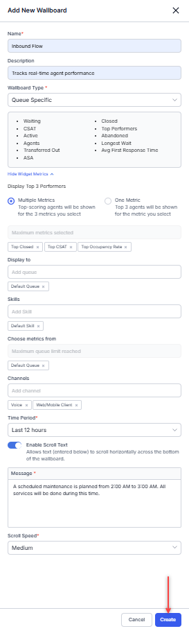 Create Queue Specific Wallboard