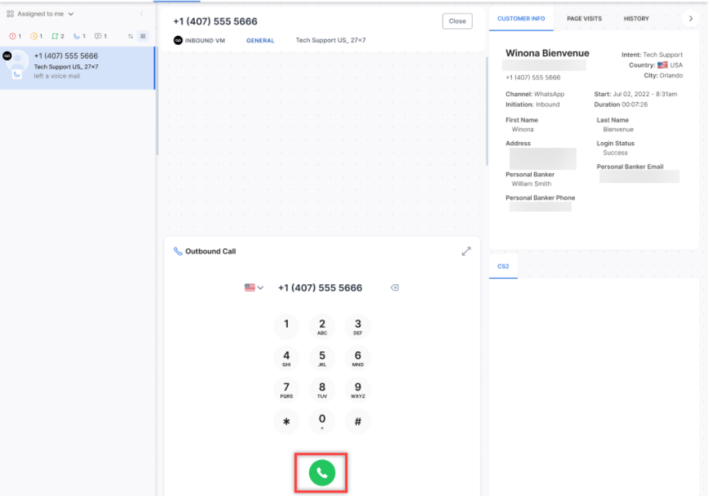 Dialpad Call Option