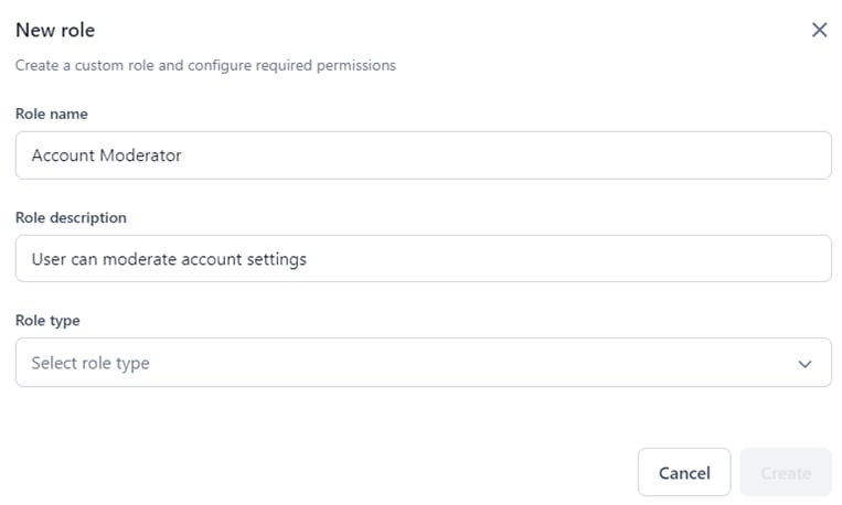 enter role name and description