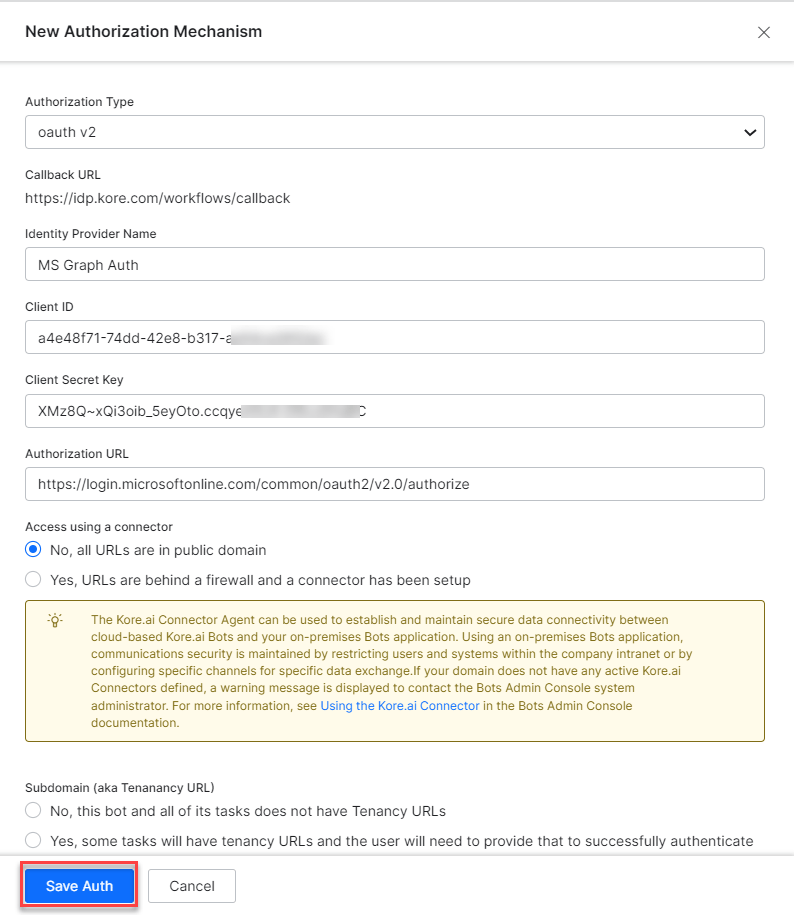 Auth credentials