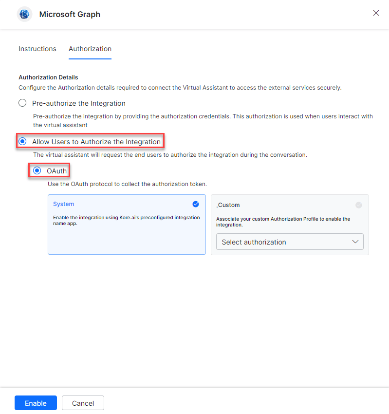 Auth type - OAuth