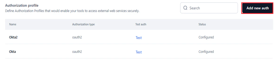 add new auth profile