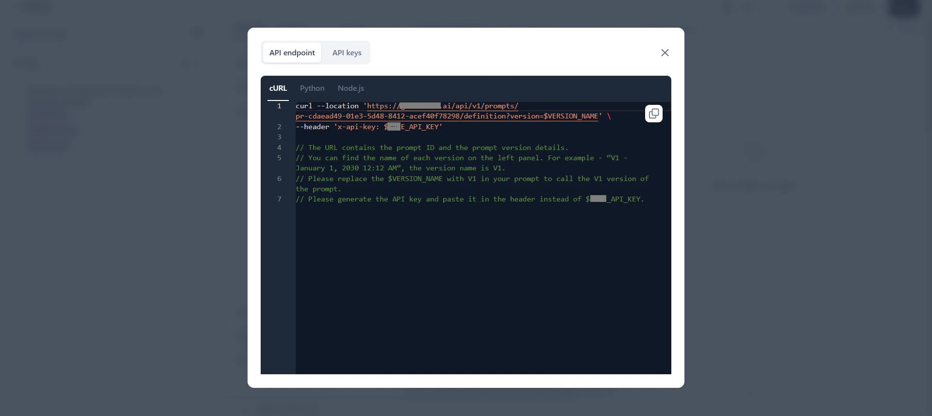 Prompt API keys