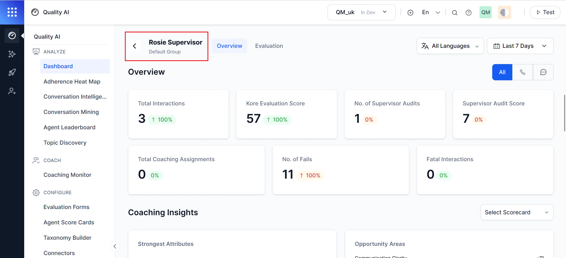 Agent-Specific Dashboard Overview