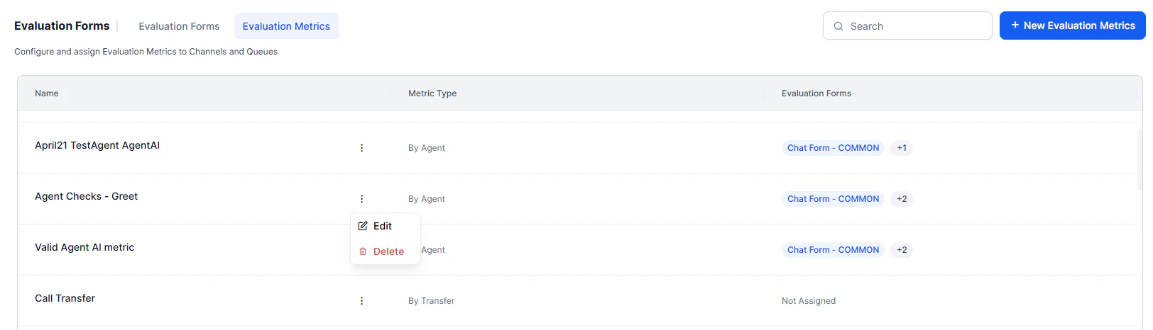 Edit AI Agent Metrics