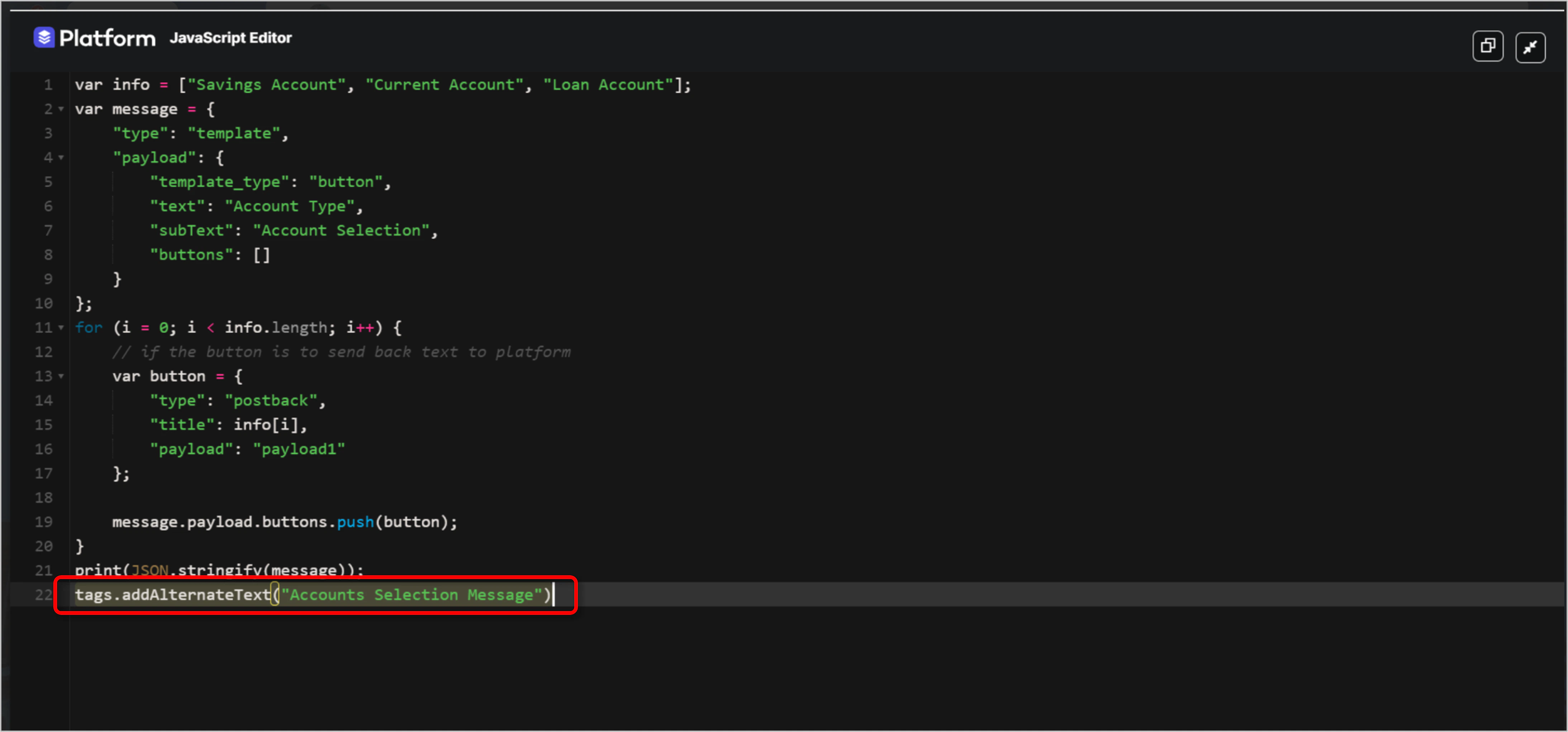 JS template editor