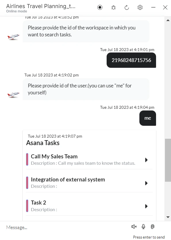 Enter task ID