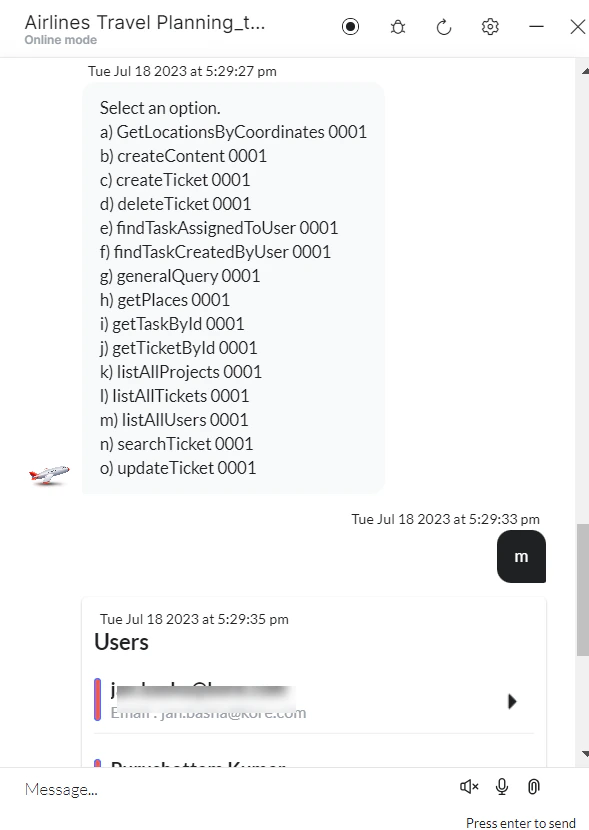 List users prompt