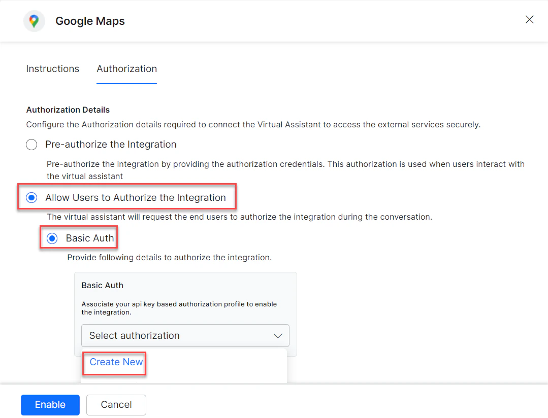 Create new auth