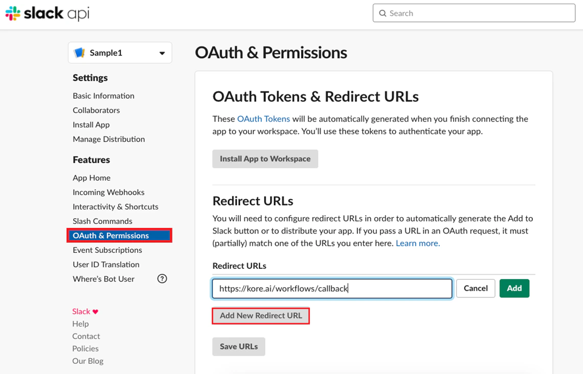 set redirect url