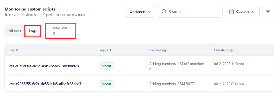 Total logs