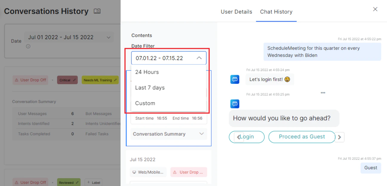 Chat History Info