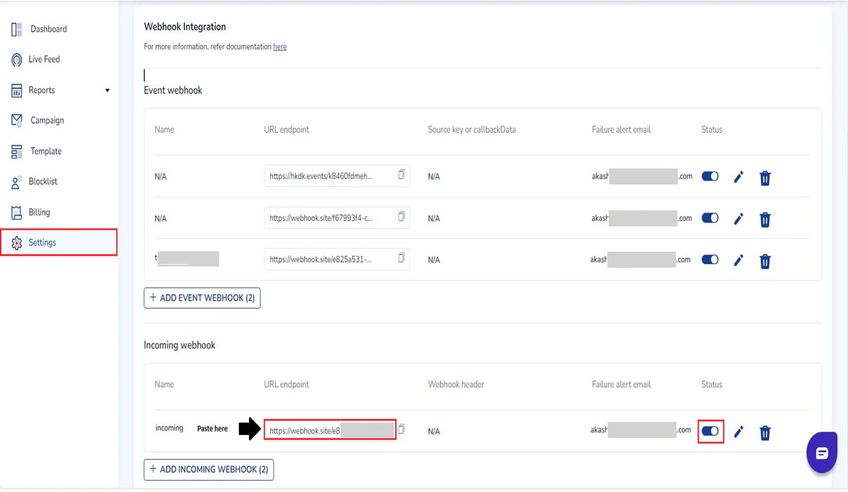 enable webhook