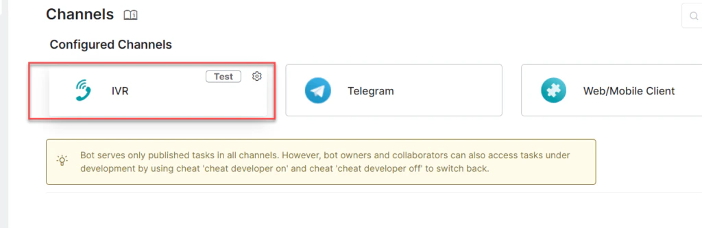 IVR configuration