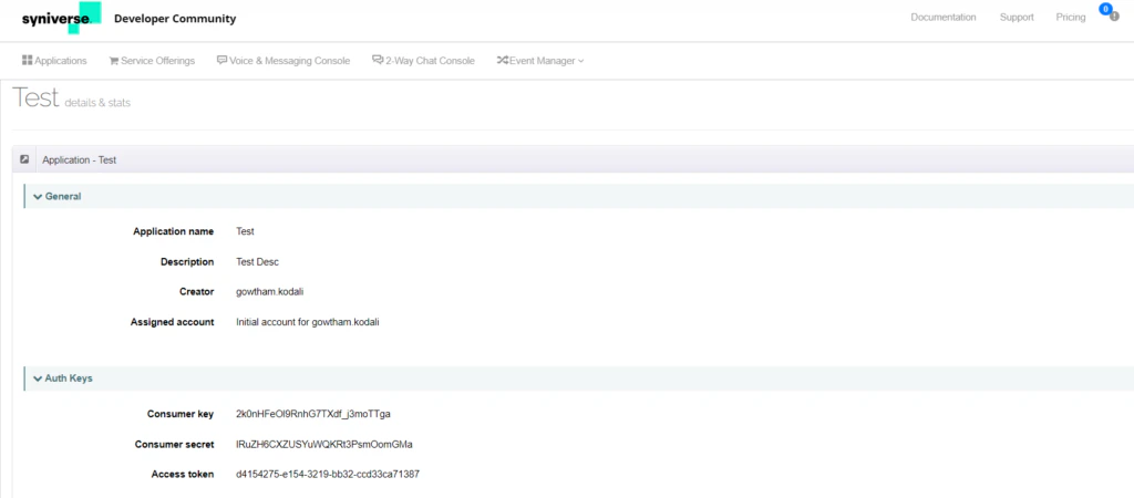 Syniverse Auth Keys