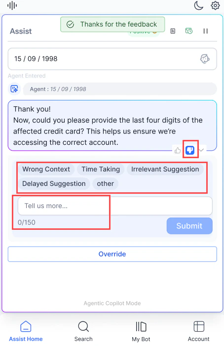 Agentic Feedback Messages