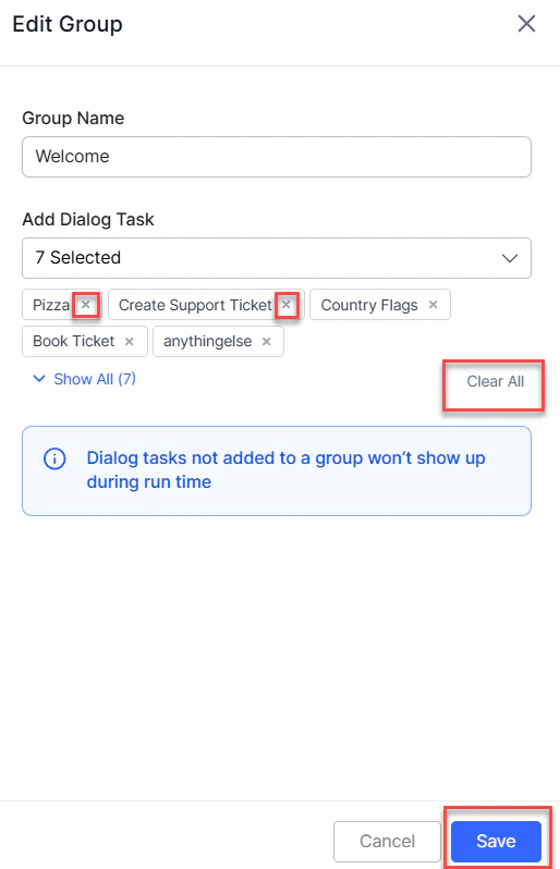 Dialog Task Removal