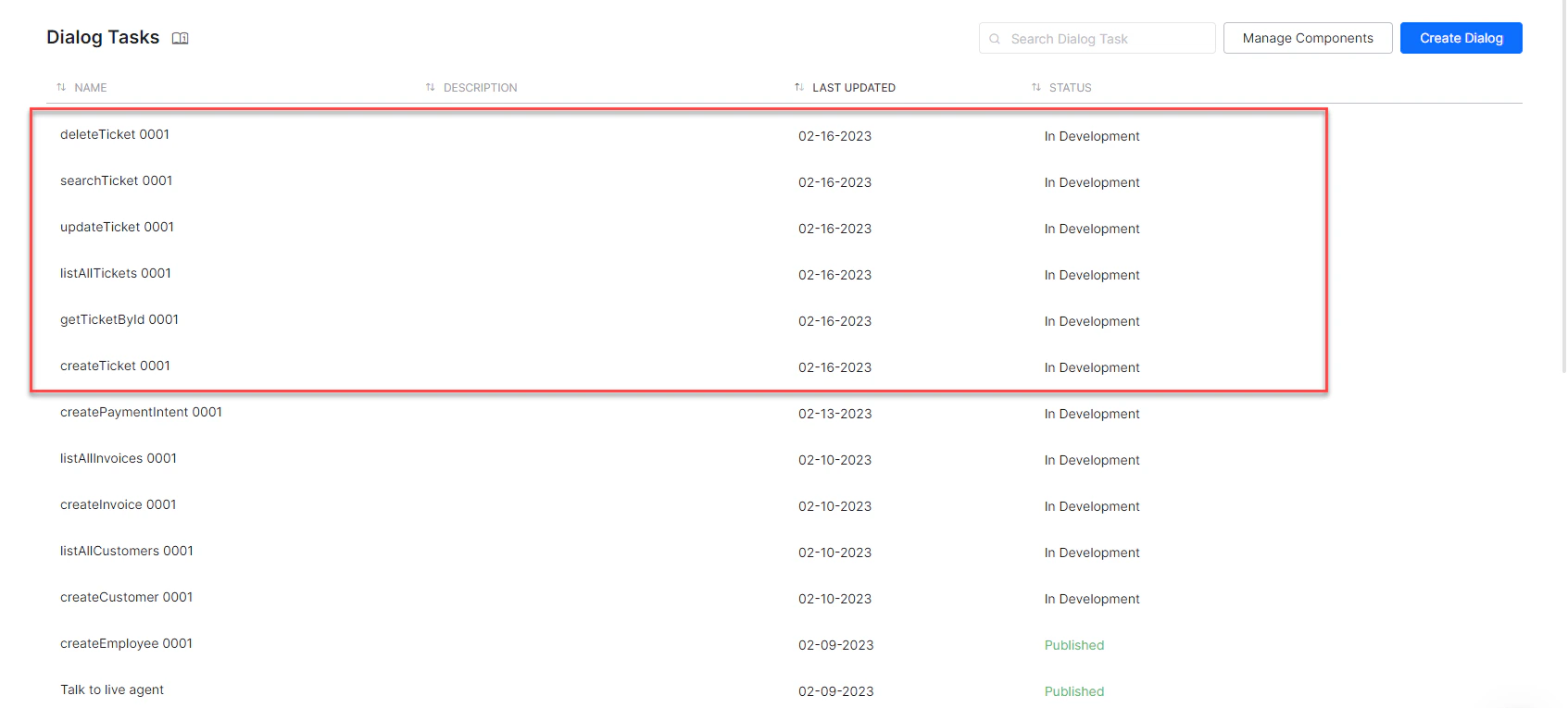 Dialog task canvas