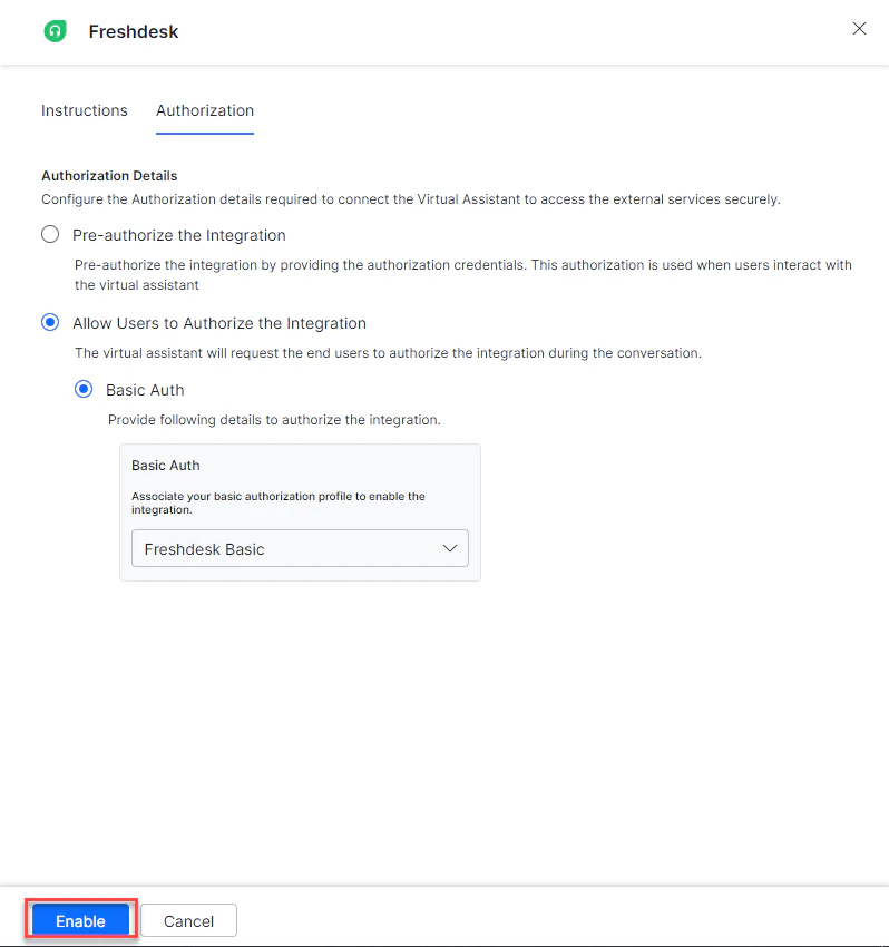 Enable integration