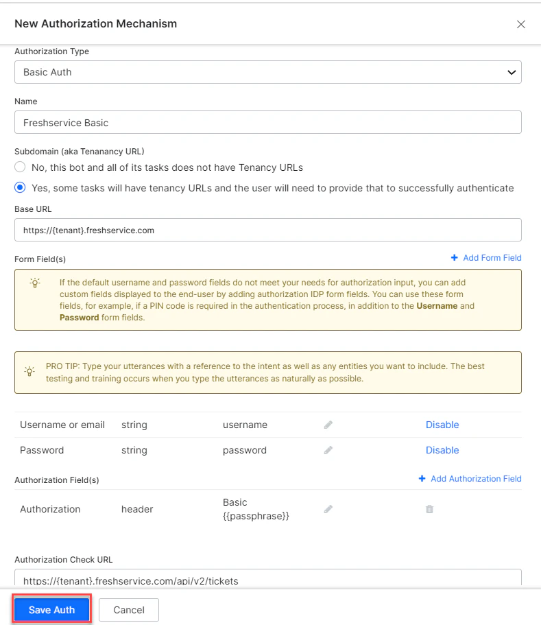 Save auth