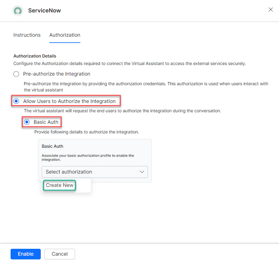 Create new auth