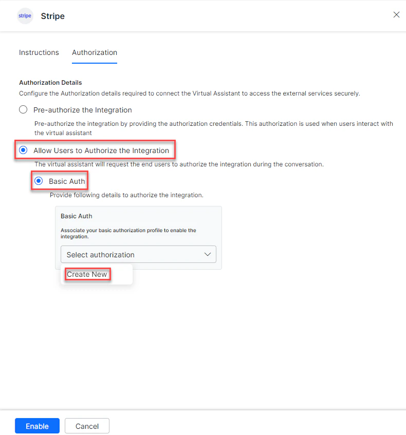 Create new auth