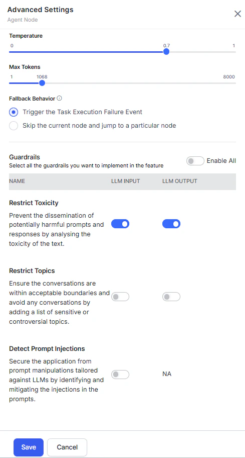 Agent Node advanced settings