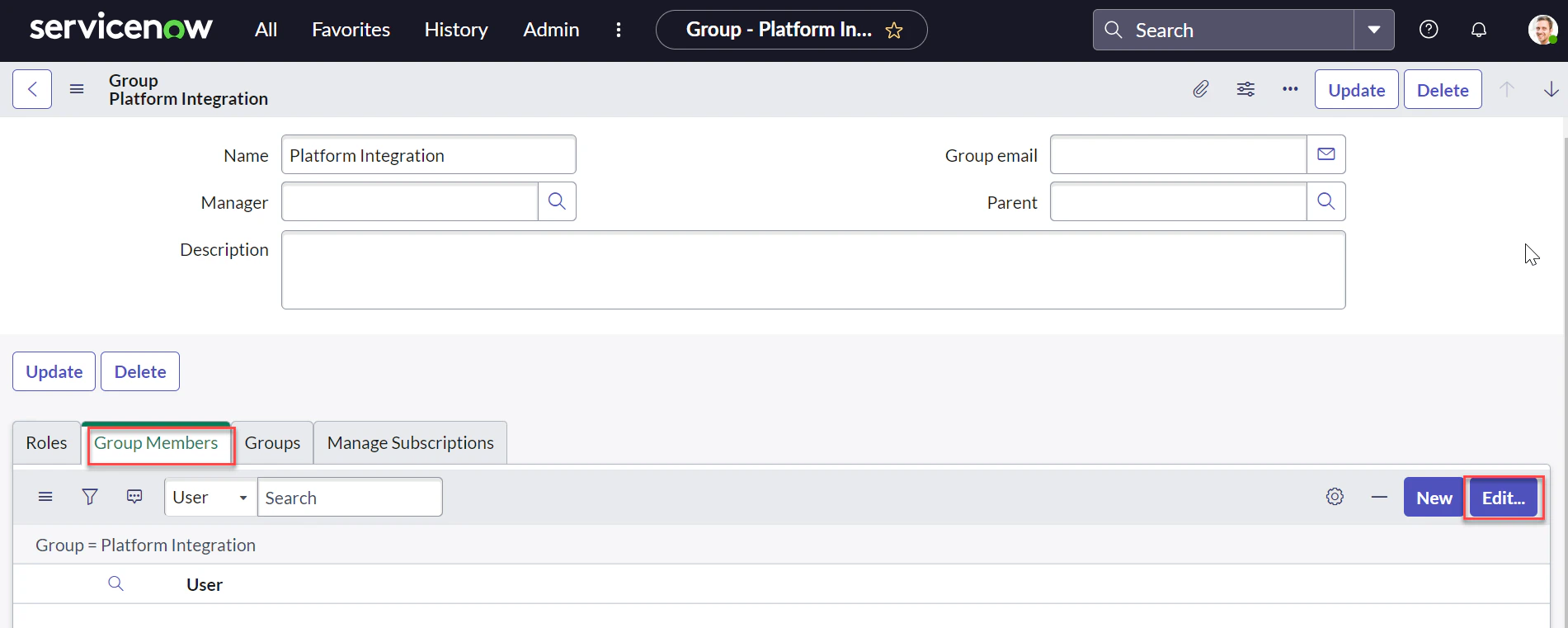 Edit group members