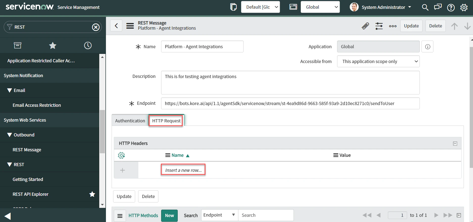 HTTP Request - Add new row