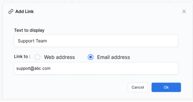 Add Link Email