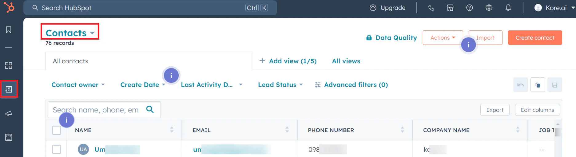 HubSpot Contacts