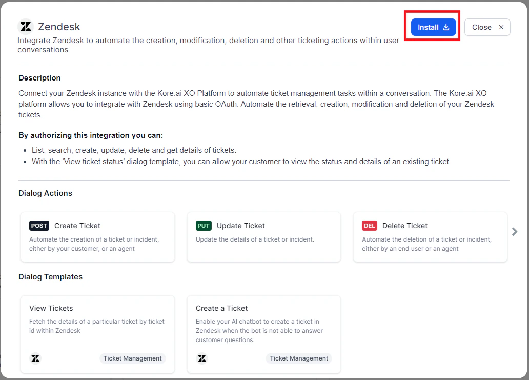 Zendesk Install